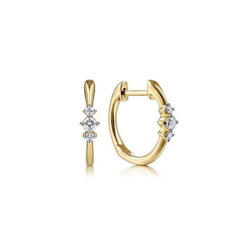 14K Yellow Gold Diamond Huggie Earrings - EG14025Y45JJ-Gabriel & Co.-Renee Taylor Gallery