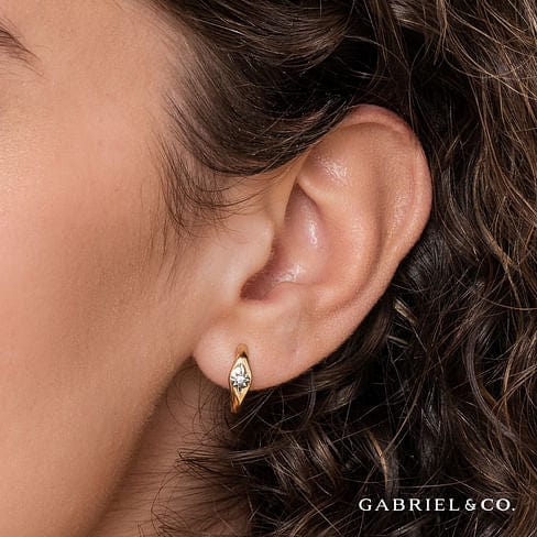 14K Yellow Gold Diamond Huggie Earrings - EG14615Y45JJ-Gabriel & Co.-Renee Taylor Gallery