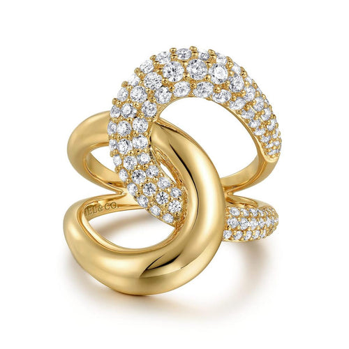 14K Yellow Gold Diamond Interlocking Ladies Ring – LR52586Y45JJ-Gabriel & Co.-Renee Taylor Gallery