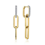 14K Yellow Gold Diamond Link Hollow Chain Drop Earrings - EG14703Y45JJ-Gabriel & Co.-Renee Taylor Gallery