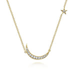 14K Yellow Gold Diamond Moon Pendant Necklace - NK5205Y45JJ-Gabriel & Co.-Renee Taylor Gallery