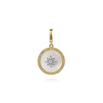 14K Yellow Gold Diamond & Mother of Pearl Medallion Pendant 18mm - PT6631Y45WM-Gabriel & Co.-Renee Taylor Gallery