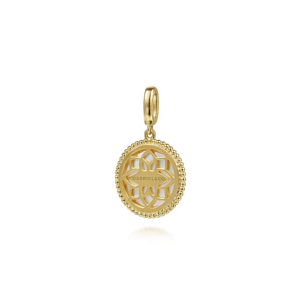 14K Yellow Gold Diamond & Mother of Pearl Medallion Pendant 18mm - PT6631Y45WM-Gabriel & Co.-Renee Taylor Gallery