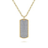 14K Yellow Gold Diamond Pave Dog Tag Pendant Hollow Chain Necklace - NK6843-32Y45JJ-Gabriel & Co.-Renee Taylor Gallery