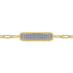 14K Yellow Gold Diamond Pavé Wide Bar Hollow Chain Bracelet - TB4583Y45JJ-Gabriel & Co.-Renee Taylor Gallery