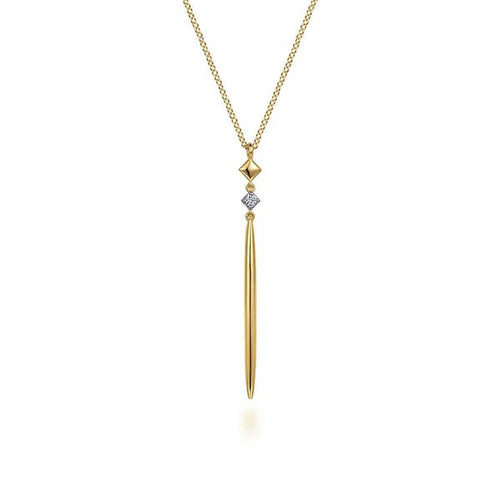 14K Yellow Gold Diamond Pendant Drop Necklace - NK6864Y45JJ-Gabriel & Co.-Renee Taylor Gallery