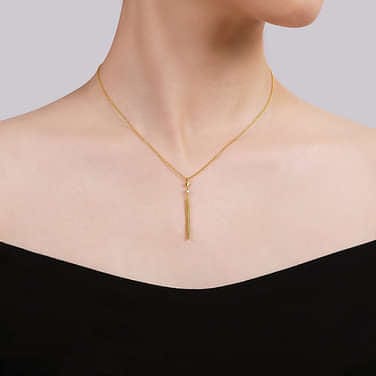 14K Yellow Gold Diamond Pendant Drop Necklace - NK6864Y45JJ-Gabriel & Co.-Renee Taylor Gallery