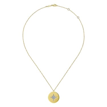 14K Yellow Gold Diamond Star Medallion Necklace - NK6947Y45JJ-Gabriel & Co.-Renee Taylor Gallery