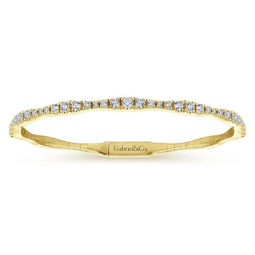 14K Yellow Gold Diamond Station Bangle – BG3707-62Y45JJ-Gabriel & Co.-Renee Taylor Gallery