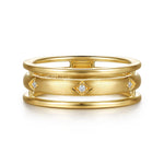 14K Yellow Gold Diamond Station Easy Stackable Ring Contemporary Collection - LR53097Y45JJ-Gabriel & Co.-Renee Taylor Gallery