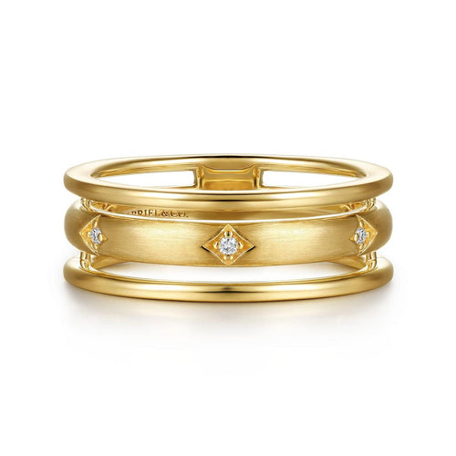 14K Yellow Gold Diamond Station Easy Stackable Ring Contemporary Collection - LR53097Y45JJ-Gabriel & Co.-Renee Taylor Gallery