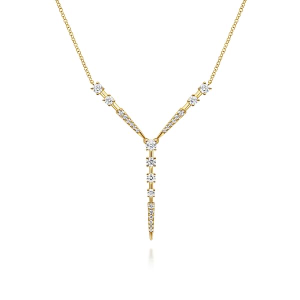 14K Yellow Gold Diamond Station Y Necklace - NK6654Y45JJ-Gabriel & Co.-Renee Taylor Gallery