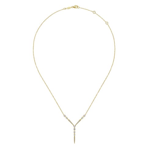 14K Yellow Gold Diamond Station Y Necklace - NK6654Y45JJ-Gabriel & Co.-Renee Taylor Gallery