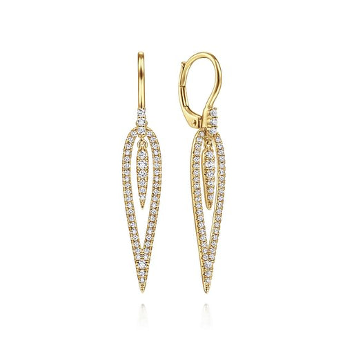 14K Yellow Gold Diamond Teardrop Earrings with Center Drops - EG13943Y45JJ-Gabriel & Co.-Renee Taylor Gallery