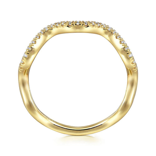 14K Yellow Gold Diamond Wave Stackable Ladies Ring - LR52512Y45JJ-Gabriel & Co.-Renee Taylor Gallery