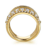 14K Yellow Gold Diamond Wide Band Easy Stackable Ring - LR52691Y44JJ-Gabriel & Co.-Renee Taylor Gallery