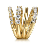 14K Yellow Gold Diamond Wide Band Easy Stackable Ring - LR52691Y44JJ-Gabriel & Co.-Renee Taylor Gallery