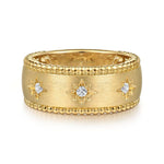 14K Yellow Gold Diamond Wide Bujukan Band Ladies Ring - LR52572Y45JJ-Gabriel & Co.-Renee Taylor Gallery