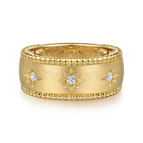 14K Yellow Gold Diamond Wide Bujukan Band Ladies Ring - LR52572Y45JJ-Gabriel & Co.-Renee Taylor Gallery
