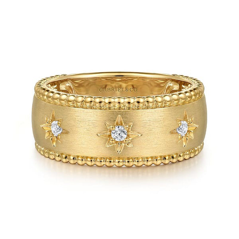 14K Yellow Gold Diamond Wide Bujukan Band Ladies Ring - LR52572Y45JJ-Gabriel & Co.-Renee Taylor Gallery