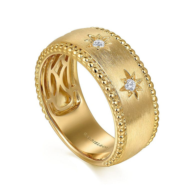 14K Yellow Gold Diamond Wide Bujukan Band Ladies Ring - LR52572Y45JJ-Gabriel & Co.-Renee Taylor Gallery