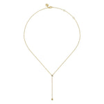 14K Yellow Gold Diamond Y-Knot Necklace with Hollow Gold Bead - NK7436Y45JJ-Gabriel & Co.-Renee Taylor Gallery