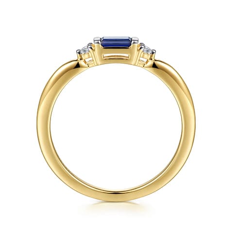 14K Yellow Gold Diamond and Blue Sapphire Stackable Ring - LR52291Y45SA-Gabriel & Co.-Renee Taylor Gallery