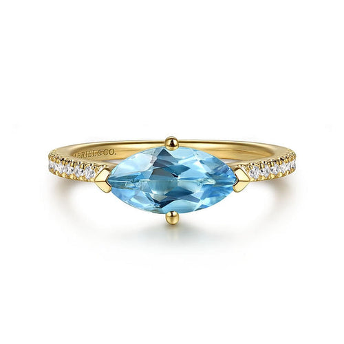 14K Yellow Gold Diamond and Blue Topaz Ring - LR52704Y45BT-Gabriel & Co.-Renee Taylor Gallery