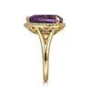 14K Yellow Gold Diamond and Flat Pear Shape Amethyst Ladies Ring With Flower Pattern Gallery - LR52485Y45AM-Gabriel & Co.-Renee Taylor Gallery