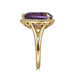 14K Yellow Gold Diamond and Flat Pear Shape Amethyst Ladies Ring With Flower Pattern Gallery - LR52485Y45AM-Gabriel & Co.-Renee Taylor Gallery