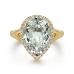 14K Yellow Gold Diamond and Flat Pear Shape Green Amethyst Ladies Ring With Flower Pattern Gallery Color Collection - LR52485Y45GA-Gabriel & Co.-Renee Taylor Gallery