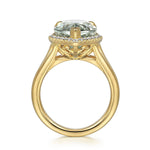 14K Yellow Gold Diamond and Flat Pear Shape Green Amethyst Ladies Ring With Flower Pattern Gallery Color Collection - LR52485Y45GA-Gabriel & Co.-Renee Taylor Gallery