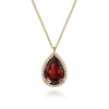 14K Yellow Gold Diamond and Flat Teardrop Garnet Necklace - NK7460Y45GN-Gabriel & Co.-Renee Taylor Gallery