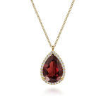 14K Yellow Gold Diamond and Flat Teardrop Garnet Necklace - NK7460Y45GN-Gabriel & Co.-Renee Taylor Gallery