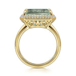 14K Yellow Gold Diamond and Green Amethyst Emerald Cut Ladies Ring With Flower Pattern Gallery - LR52481Y45GA-Gabriel & Co.-Renee Taylor Gallery