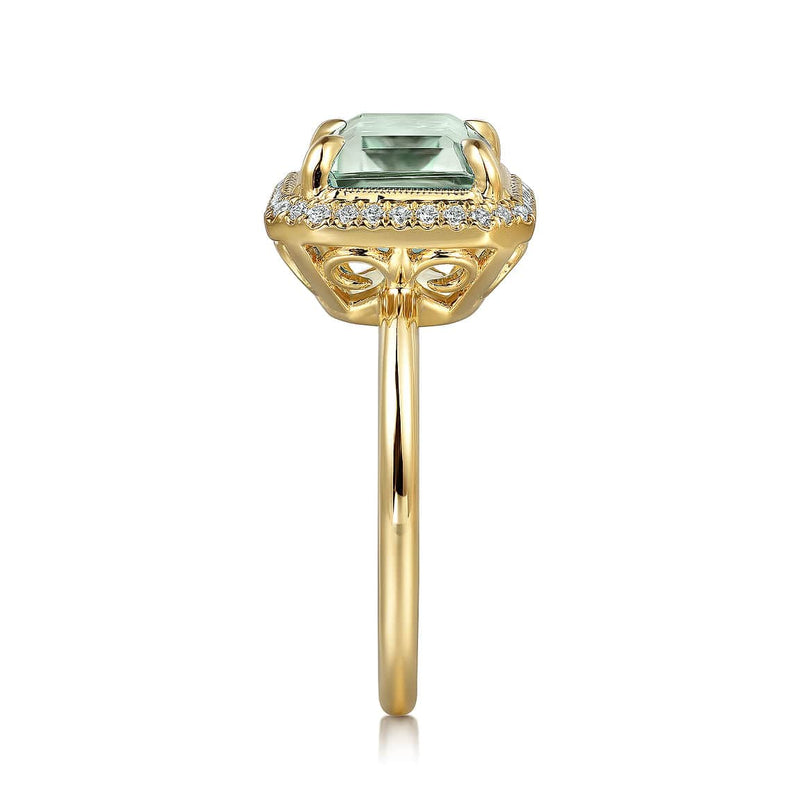 14K Yellow Gold Diamond and Green Amethyst Emerald Cut Ladies Ring With Flower Pattern Gallery - LR52481Y45GA-Gabriel & Co.-Renee Taylor Gallery