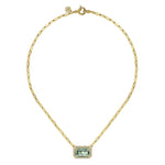 14K Yellow Gold Diamond and Green Amethyst Emerald Cut Necklace With Flower Pattern Gallery - NK7468Y45GA-Gabriel & Co.-Renee Taylor Gallery