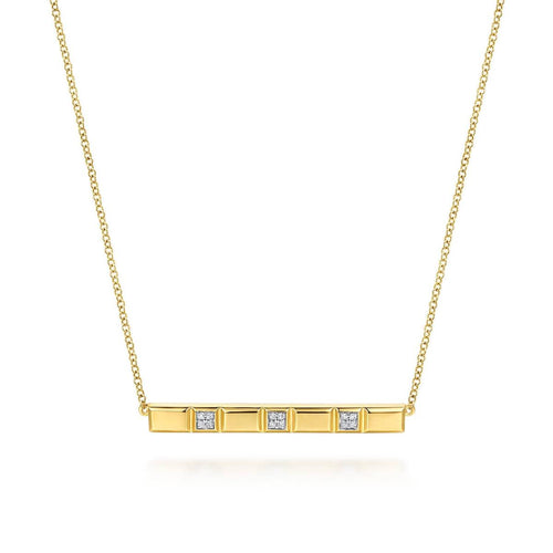 14K Yellow Gold Diamond and Half Cube Bar Necklace Contemporary Collection - NK8248Y45JJ-Gabriel & Co.-Renee Taylor Gallery