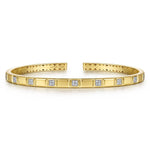 14K Yellow Gold Diamond and Half Cube Cuff Bangle Bracelet Contemporary Collection - BG5321-57Y45JJ-Gabriel & Co.-Renee Taylor Gallery