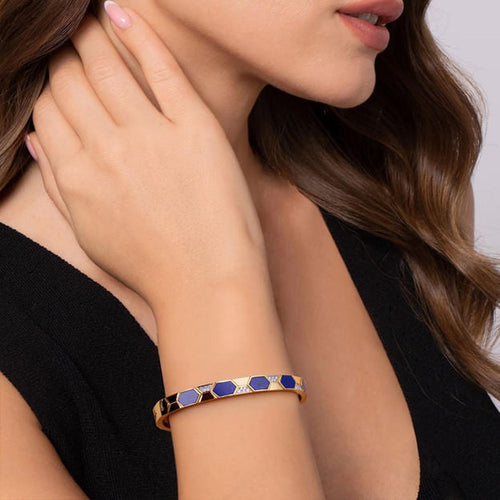 14K Yellow Gold Diamond and Lapis Bangle Bracelet - BG5151-6Y45LP-Gabriel & Co.-Renee Taylor Gallery