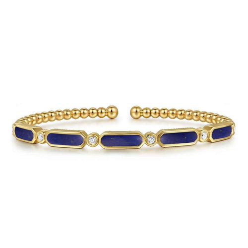 14K Yellow Gold Diamond and Lapis Bujukan Bangle Bujukan Collection - BG4940-57Y45LP-Gabriel & Co.-Renee Taylor Gallery