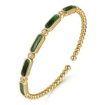14K Yellow Gold Diamond and Malachite Bujukan Bangle - BG4940-62Y45MA-Gabriel & Co.-Renee Taylor Gallery