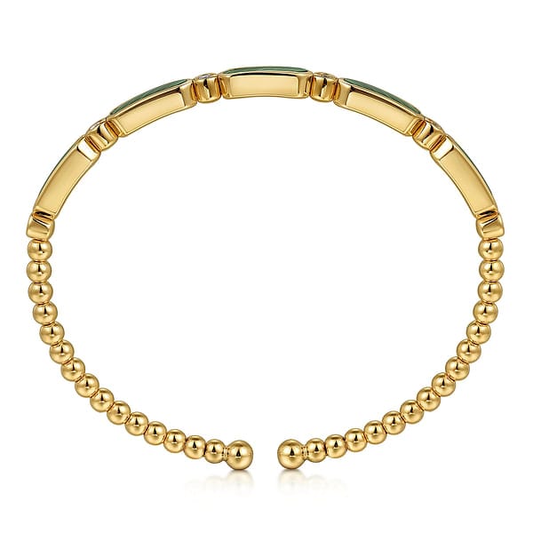 14K Yellow Gold Diamond and Malachite Bujukan Bangle - BG4940-62Y45MA-Gabriel & Co.-Renee Taylor Gallery