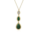 14K Yellow Gold Diamond and Malachite Rope Drop Pendant Necklace - NK7589Y45MA-Gabriel & Co.-Renee Taylor Gallery