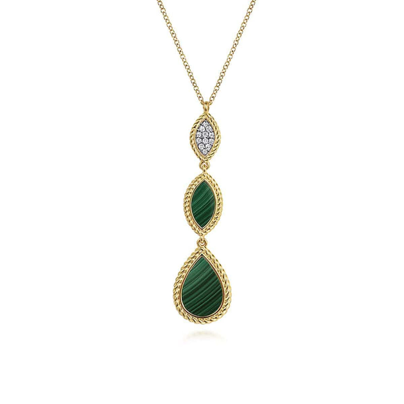 14K Yellow Gold Diamond and Malachite Rope Drop Pendant Necklace - NK7589Y45MA-Gabriel & Co.-Renee Taylor Gallery