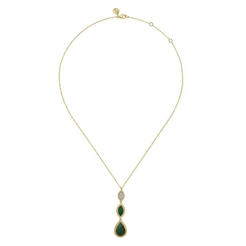 14K Yellow Gold Diamond and Malachite Rope Drop Pendant Necklace - NK7589Y45MA-Gabriel & Co.-Renee Taylor Gallery