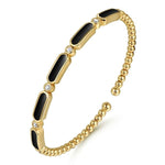 14K Yellow Gold Diamond and Onyx Bangle - BG4940-57Y45OX-Gabriel & Co.-Renee Taylor Gallery