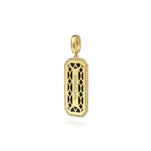 14K Yellow Gold Diamond and Onyx Bujukan Medallion Pendant - PT6647Y45OX-Gabriel & Co.-Renee Taylor Gallery