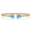 14K Yellow Gold Diamond and Pear Shape Blue Topaz Bujukan Bangle - BG4928-62Y45BT-Gabriel & Co.-Renee Taylor Gallery