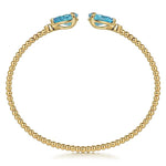 14K Yellow Gold Diamond and Pear Shape Blue Topaz Bujukan Bangle - BG4928-62Y45BT-Gabriel & Co.-Renee Taylor Gallery